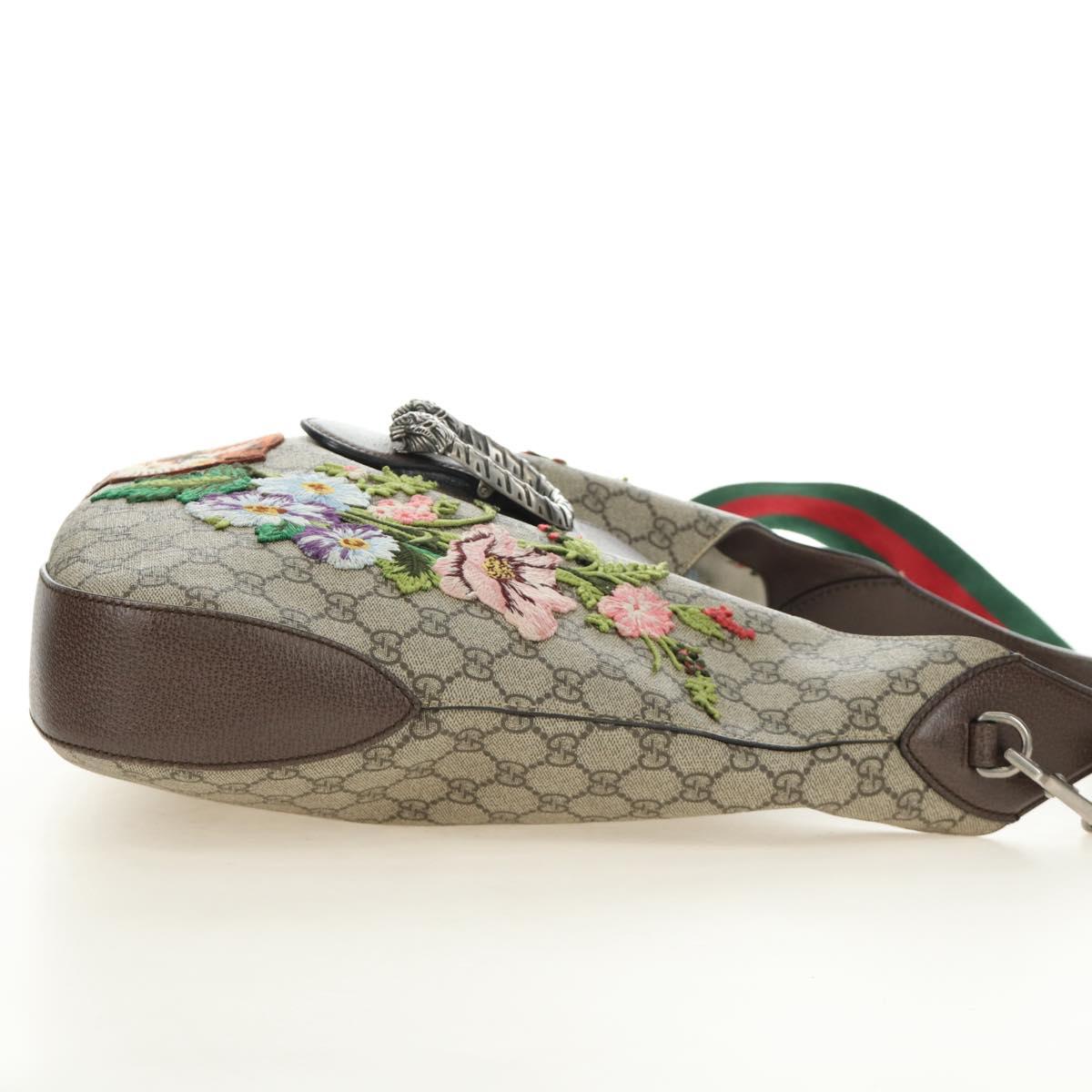 GUCCI GG Supreme Dionysus Web Sherry Line Bag PVC Beige 446687 Auth 184731SAM