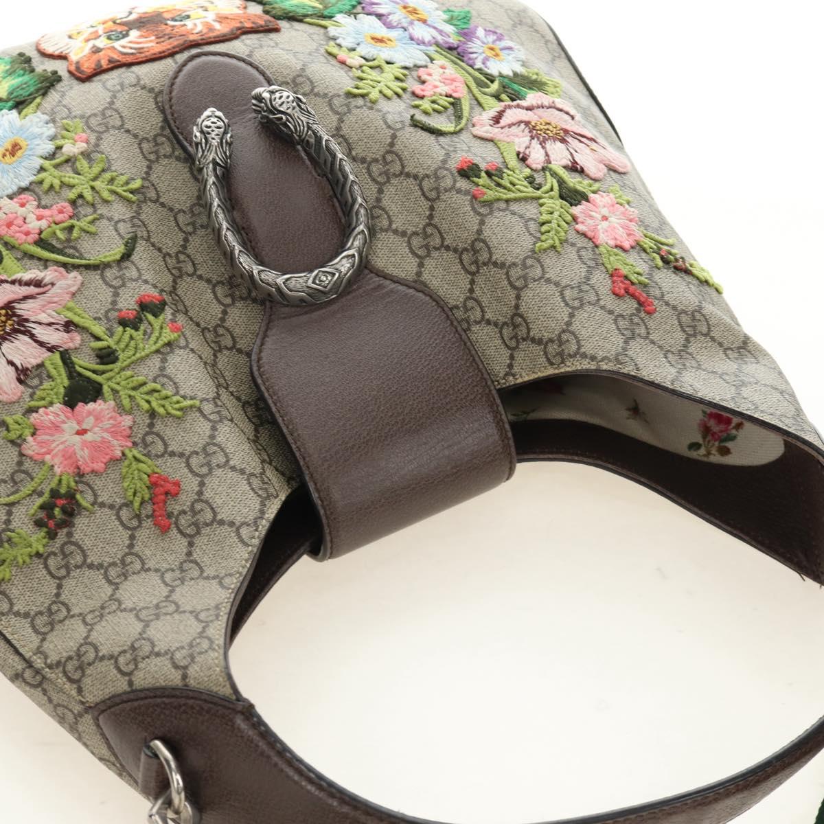 GUCCI GG Supreme Dionysus Web Sherry Line Bag PVC Beige 446687 Auth 184731SAM