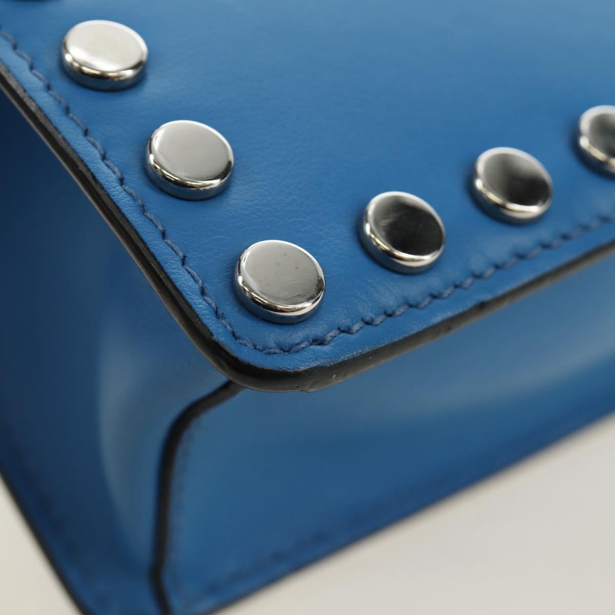 PRADA Shoulder Bag Leather Blue Silver Auth 184732M