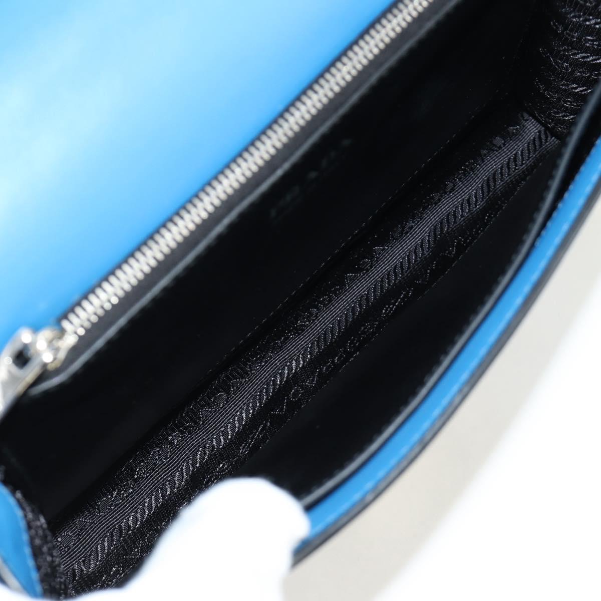 PRADA Shoulder Bag Leather Blue Silver Auth 184732M