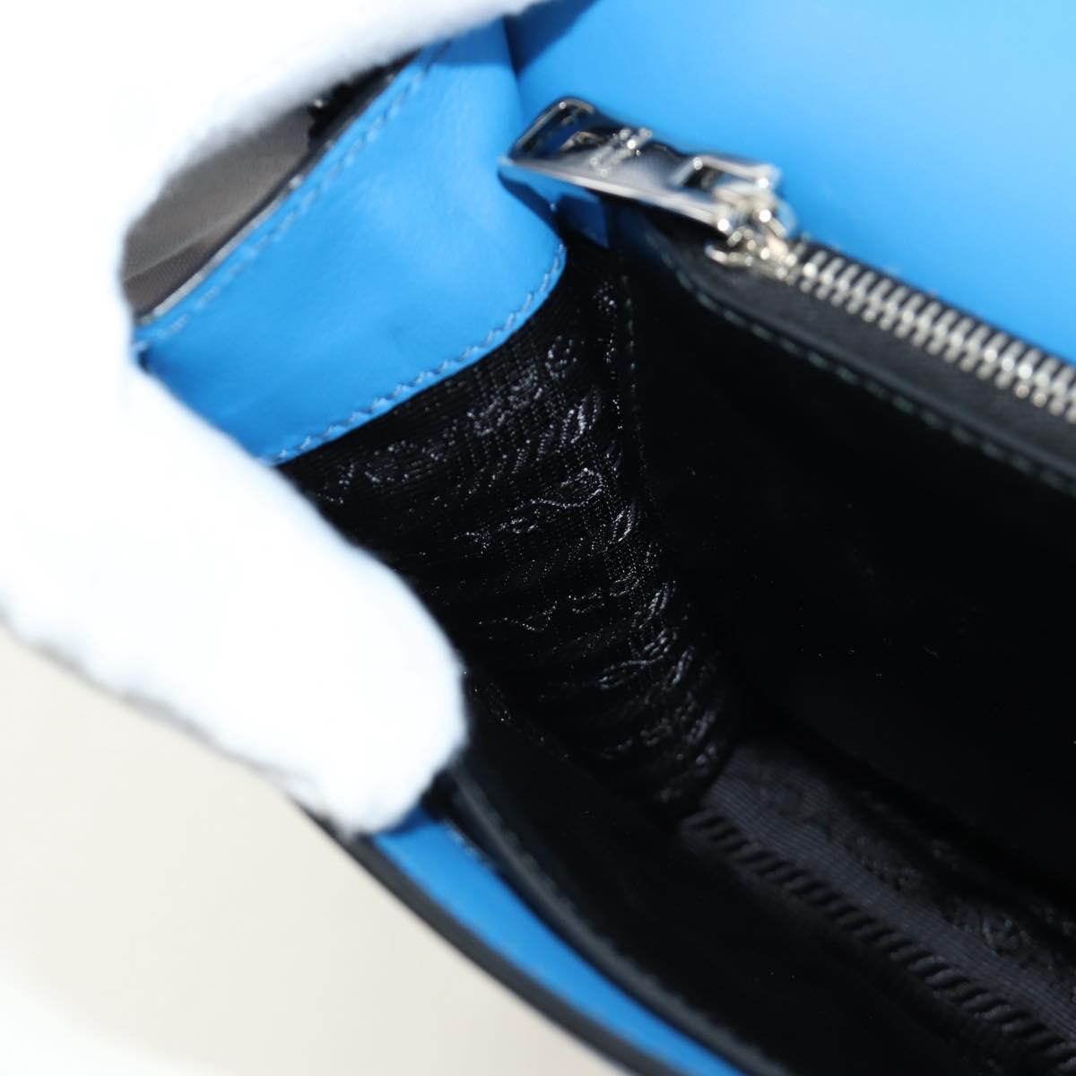 PRADA Shoulder Bag Leather Blue Silver Auth 184732M