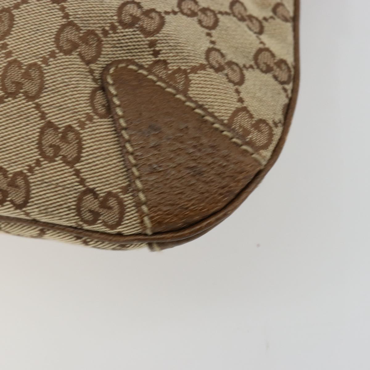 GUCCI GG Canvas Horsebit Shoulder Bag Beige Gold 145826 Auth 184733A