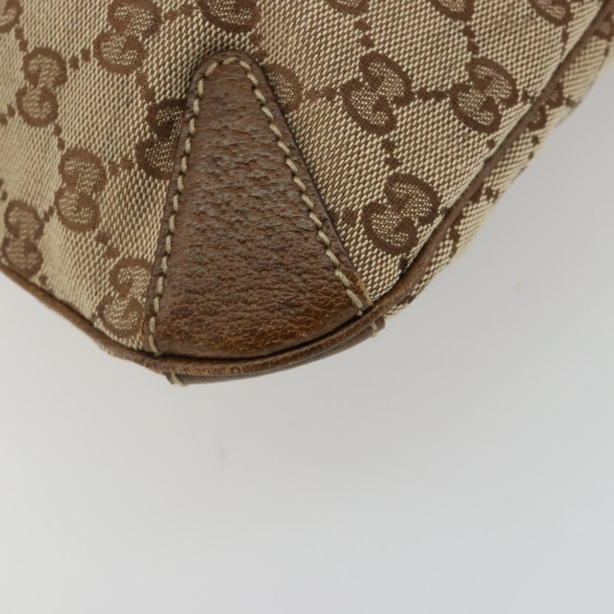 GUCCI GG Canvas Horsebit Shoulder Bag Beige Gold 145826 Auth 184733A