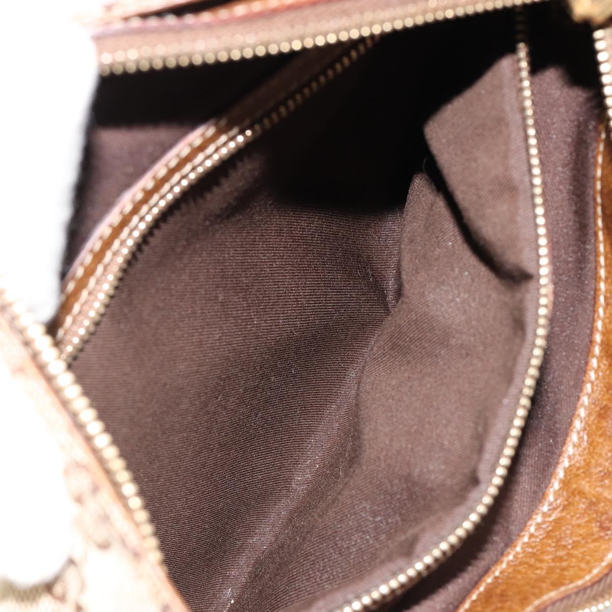 GUCCI GG Canvas Horsebit Shoulder Bag Beige Gold 145826 Auth 184733A