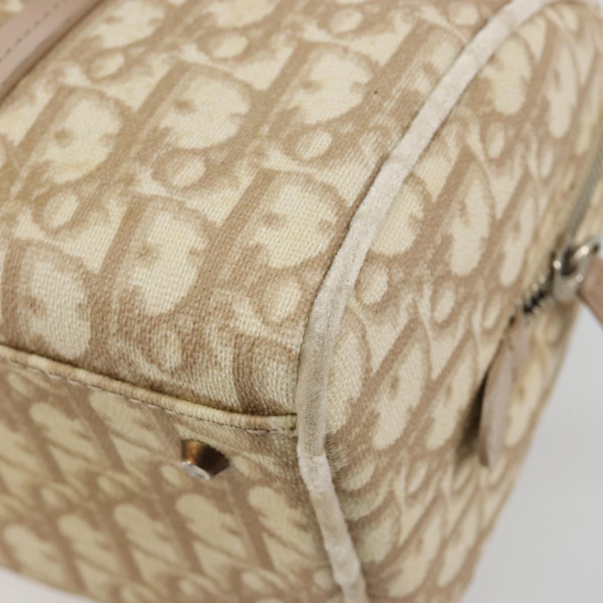 Christian Dior Trotter Canvas Romantic Chain Bag PVC Ivory Silver Auth 184736