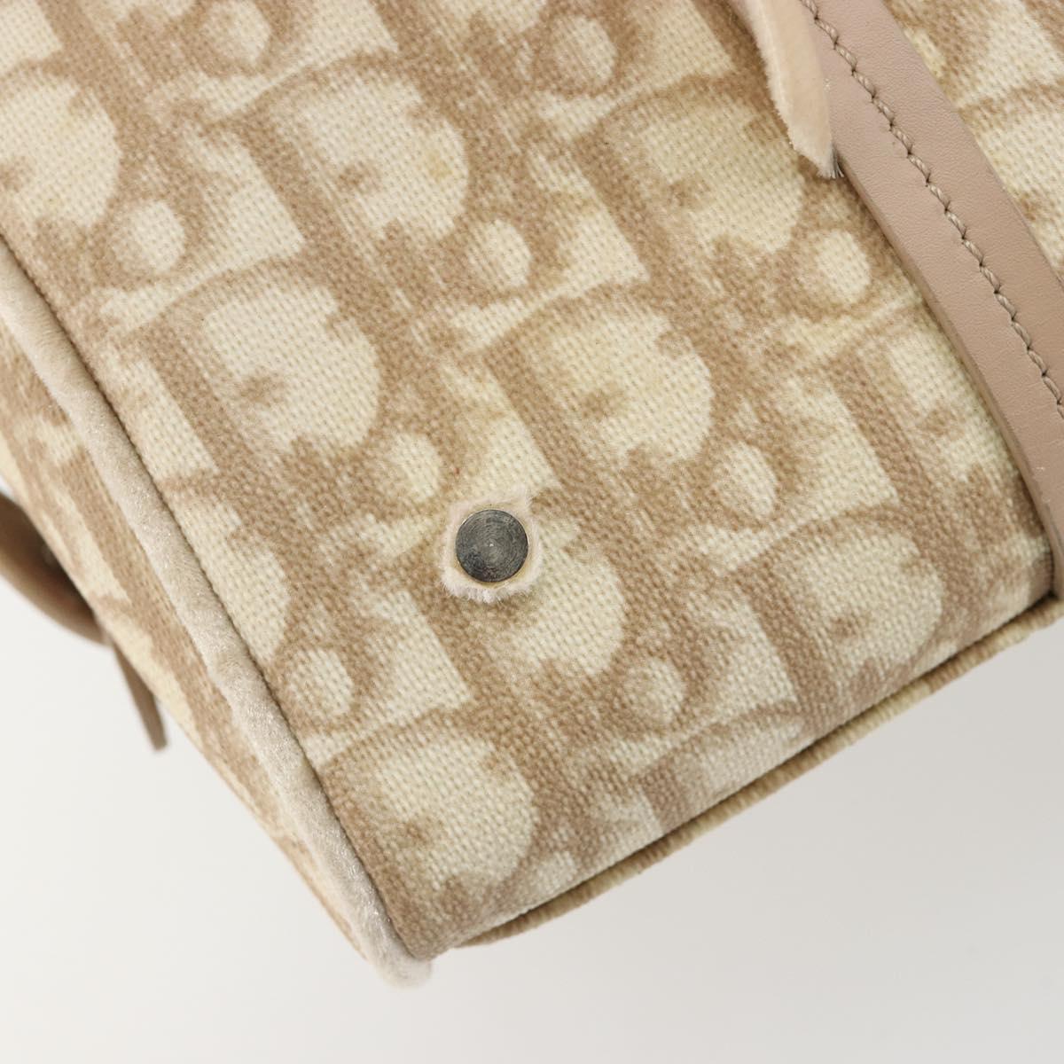 Christian Dior Trotter Canvas Romantic Chain Bag PVC Ivory Silver Auth 184736
