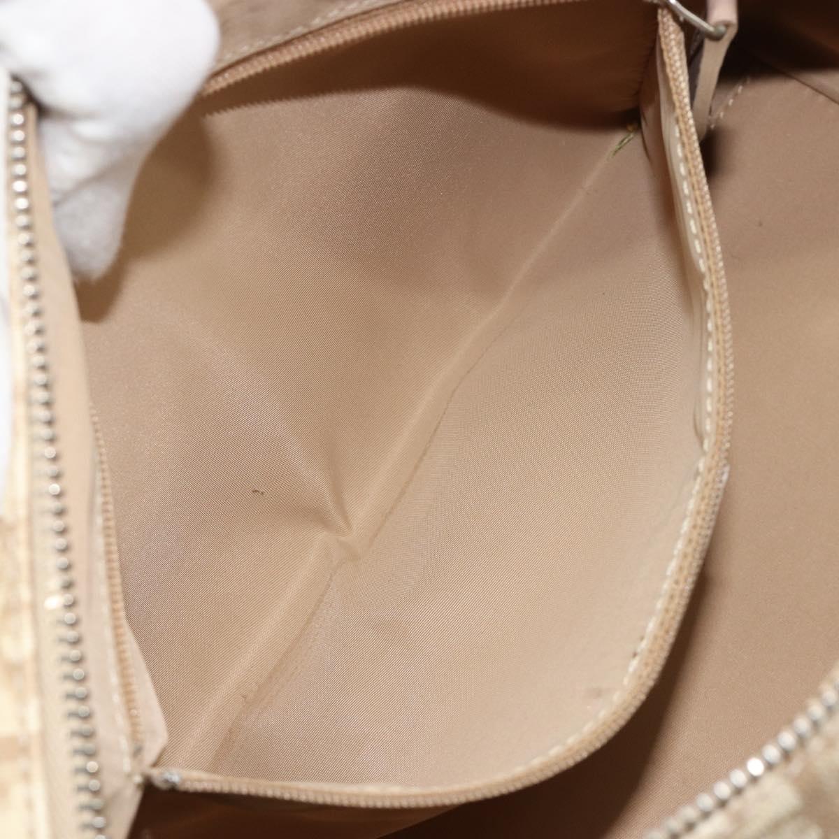 Christian Dior Trotter Canvas Romantic Chain Bag PVC Ivory Silver Auth 184736