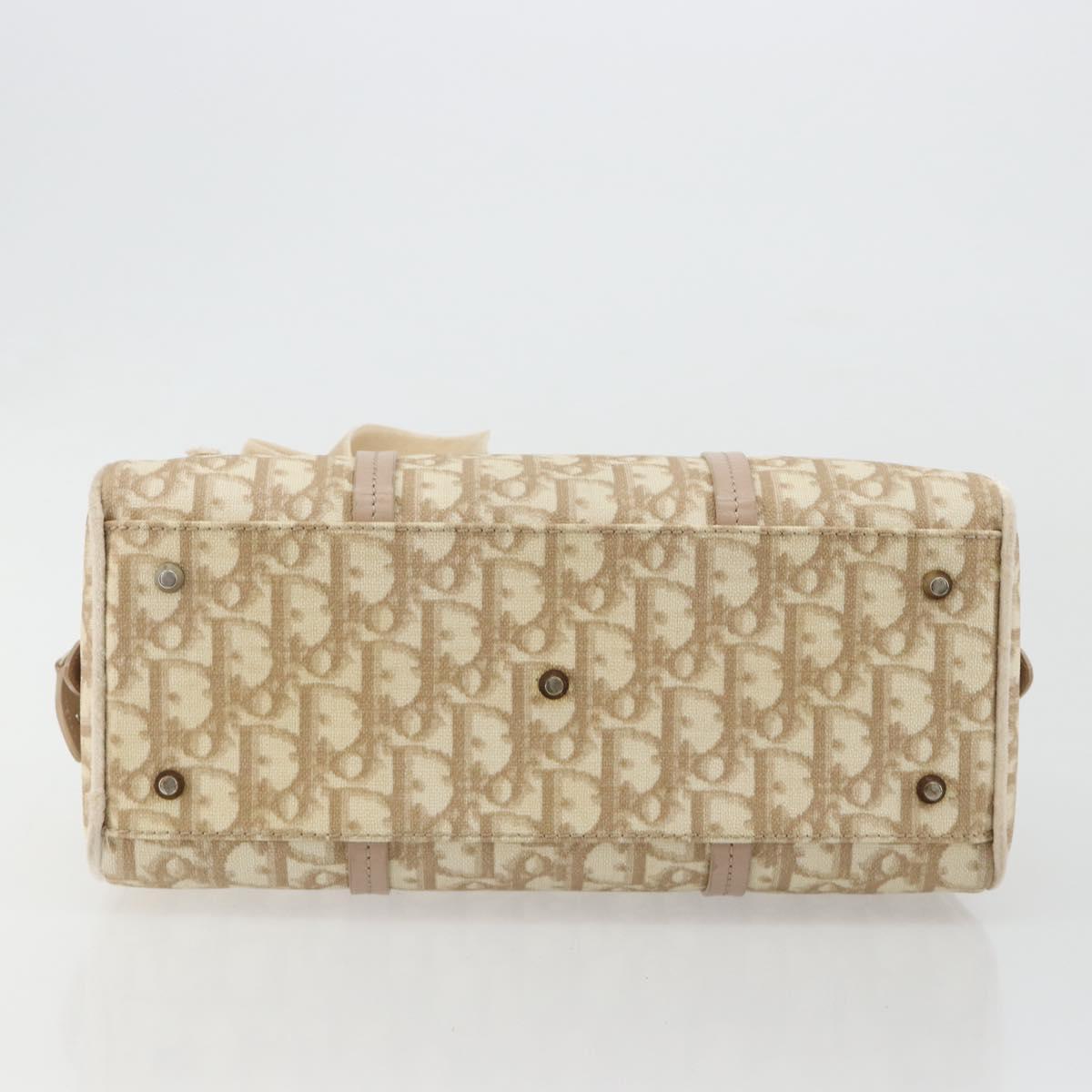 Christian Dior Trotter Canvas Romantic Chain Bag PVC Ivory Silver Auth 184736