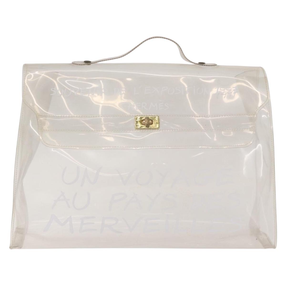 HERMES Vinyl Kelly Hand Bag Vinyl Clear Auth 184747