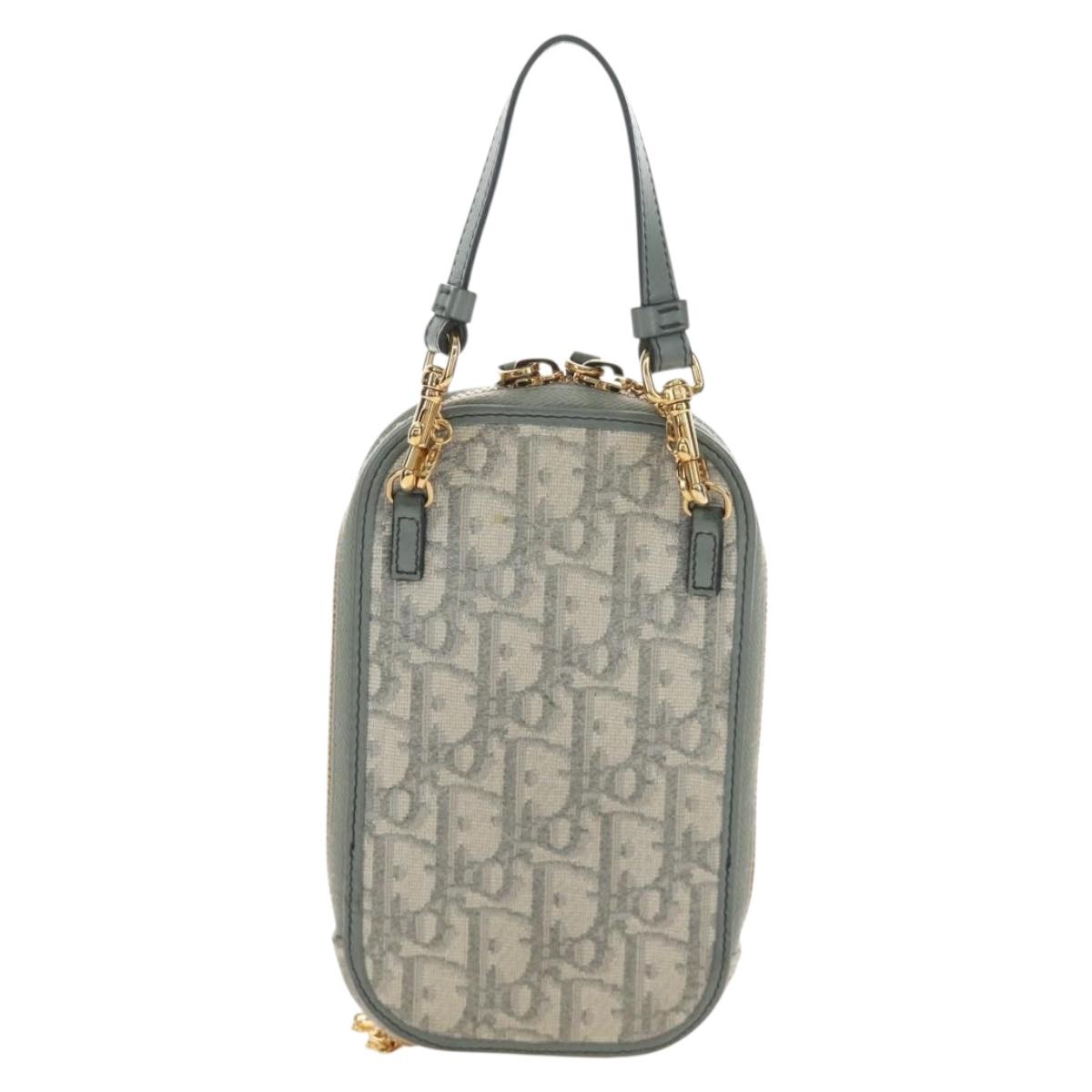 Christian Dior Oblique 30 Phone Case Trotter Canvas Chain Bag Gray Auth 184749M