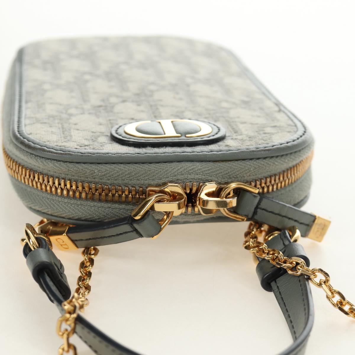 Christian Dior Oblique 30 Phone Case Trotter Canvas Chain Bag Gray Auth 184749M