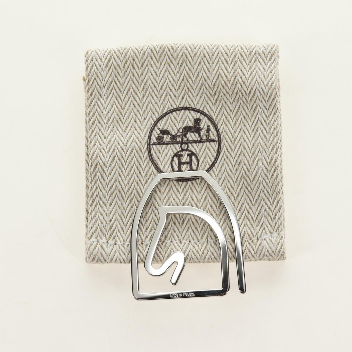 HERMES Equestre Money Clip metal Silver Auth 184756M