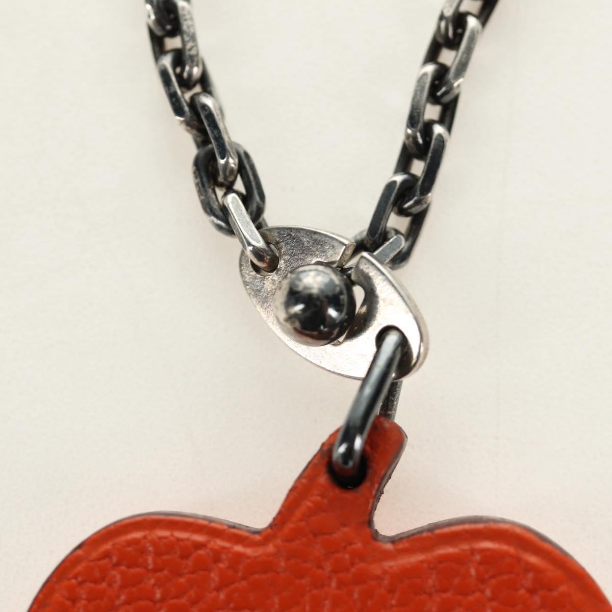 HERMES Pumpkin Bag Charm Leather Orange Auth 184757M