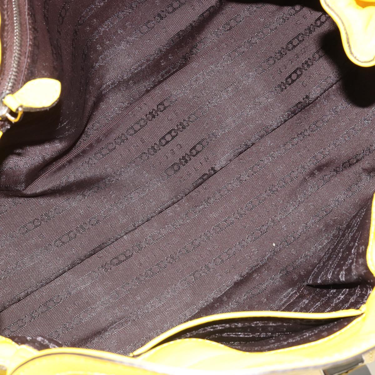 CELINE Hand Bag Leather Yellow Silver Auth 184774