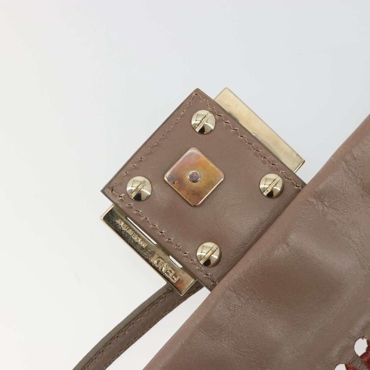 FENDI Jeweled Mini Stitch Baguette Pouch Leather Purple Gold Auth 184775A