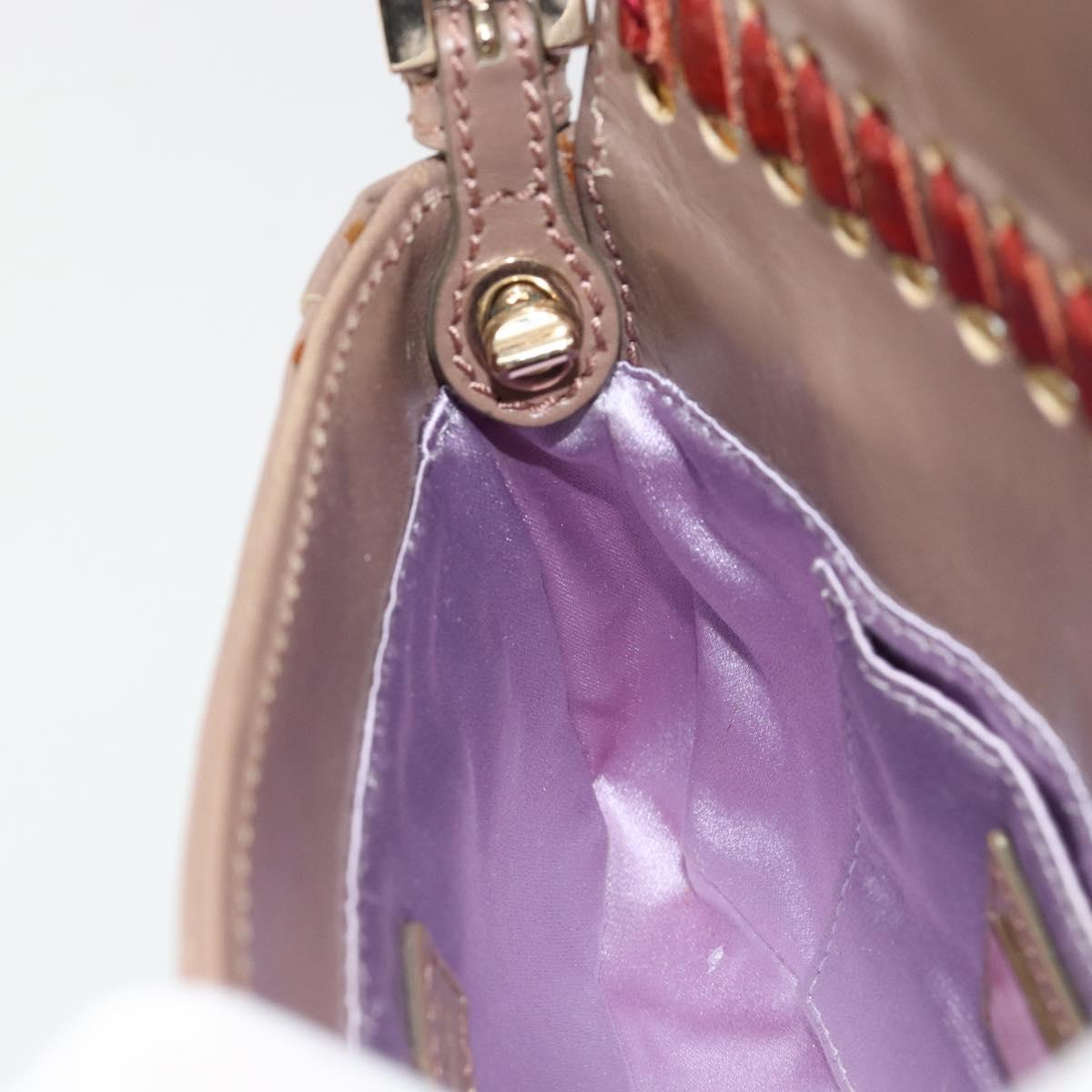 FENDI Jeweled Mini Stitch Baguette Pouch Leather Purple Gold Auth 184775A