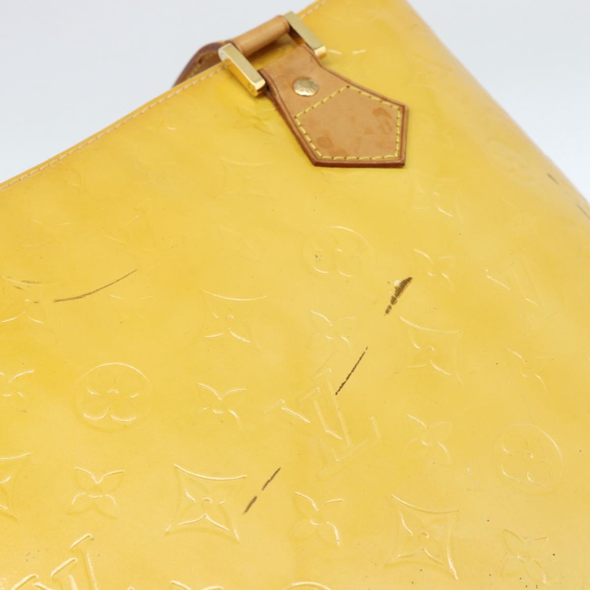 LOUIS VUITTON Monogram Vernis Houston Hand Bag Lime Yellow M91055 LV Auth 184778
