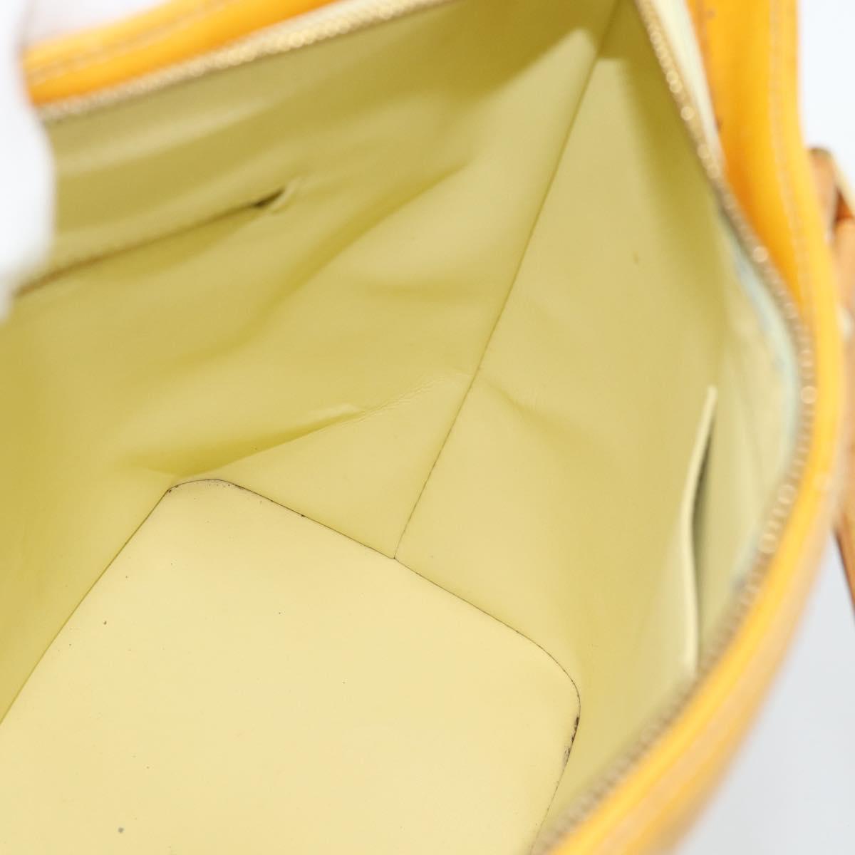 LOUIS VUITTON Monogram Vernis Houston Hand Bag Lime Yellow M91055 LV Auth 184778