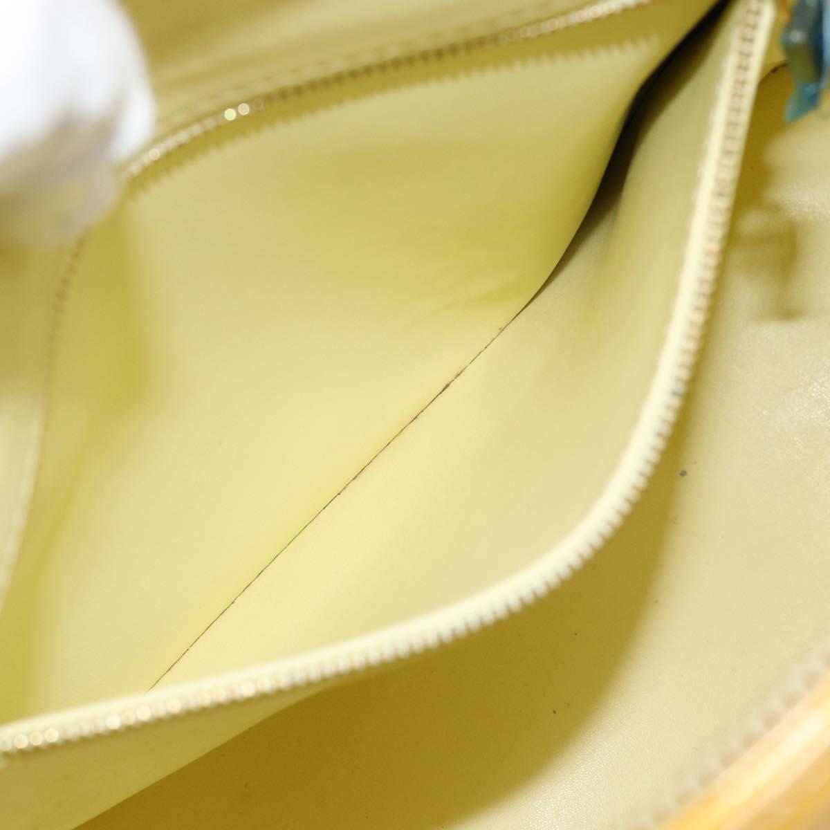 LOUIS VUITTON Monogram Vernis Houston Hand Bag Lime Yellow M91055 LV Auth 184778