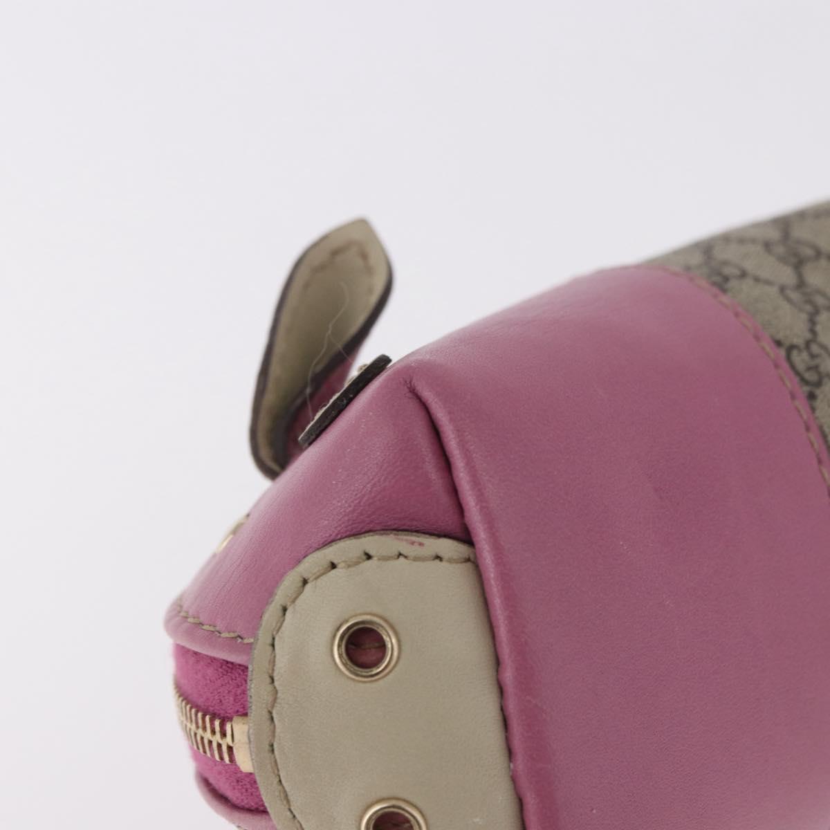 GUCCI GG Supreme Pig Pouch PVC Leather Beige 256866 Auth 184782M