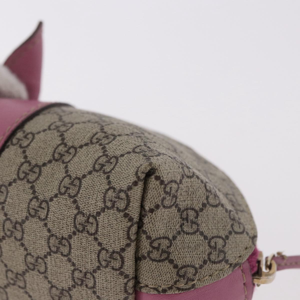GUCCI GG Supreme Pig Pouch PVC Leather Beige 256866 Auth 184782M