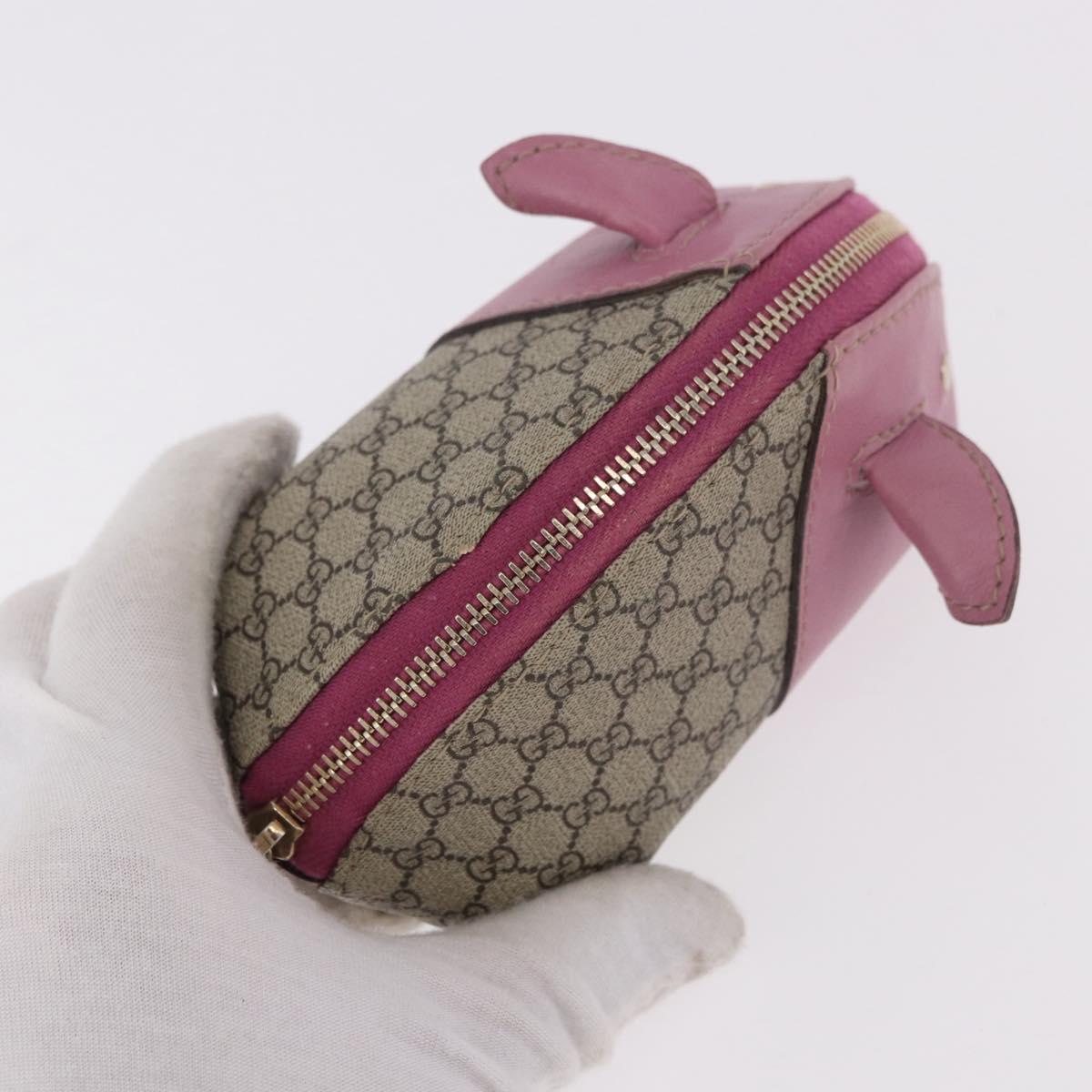 GUCCI GG Supreme Pig Pouch PVC Leather Beige 256866 Auth 184782M