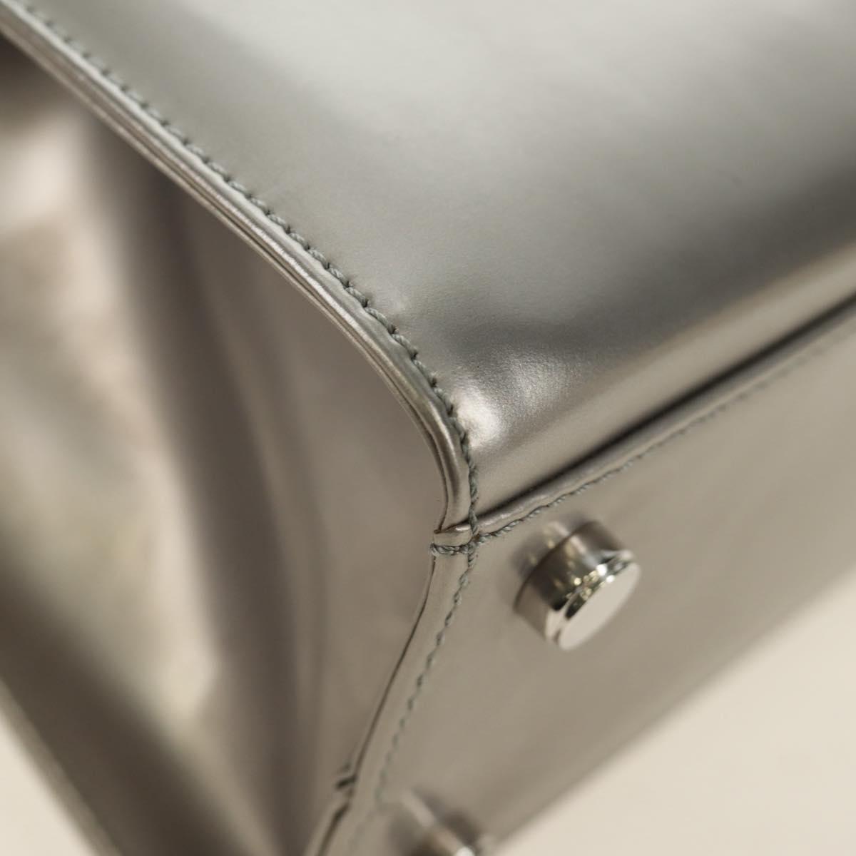 Salvatore Ferragamo Gancini Hand Bag Patent leather 2way Silver Auth 184795V