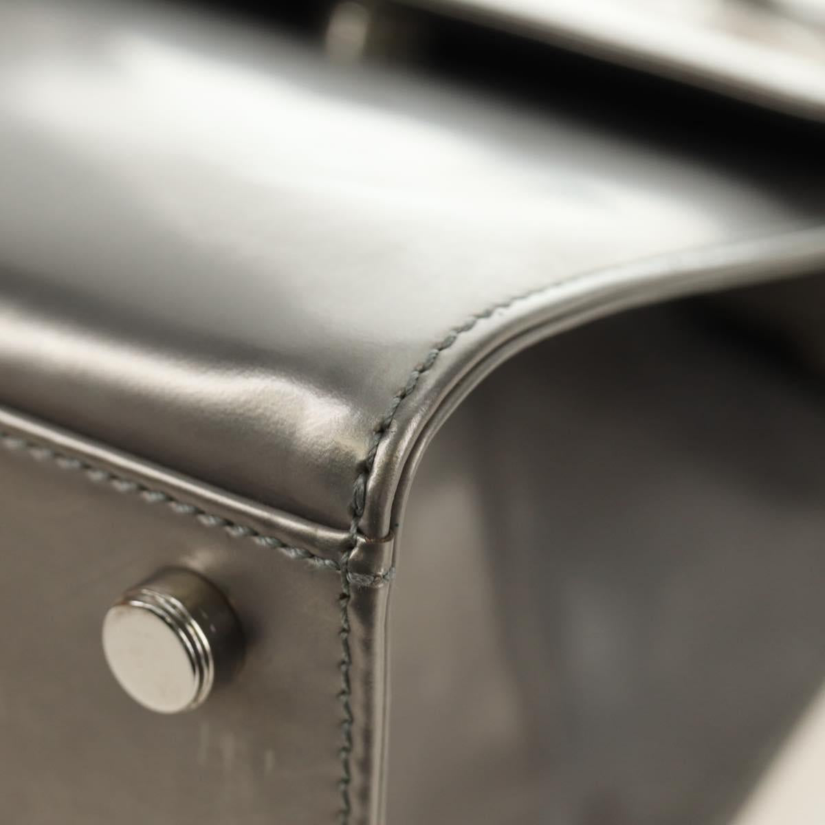 Salvatore Ferragamo Gancini Hand Bag Patent leather 2way Silver Auth 184795V