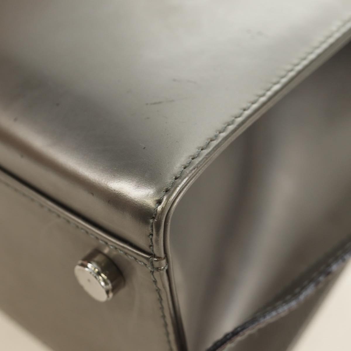 Salvatore Ferragamo Gancini Hand Bag Patent leather 2way Silver Auth 184795V