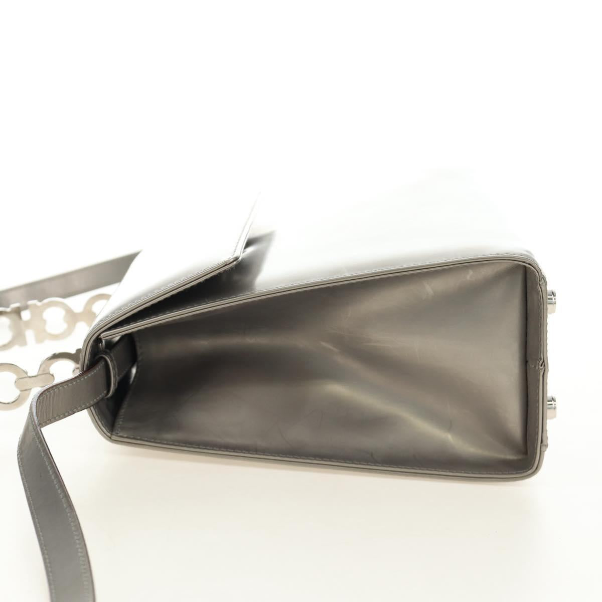 Salvatore Ferragamo Gancini Hand Bag Patent leather 2way Silver Auth 184795V