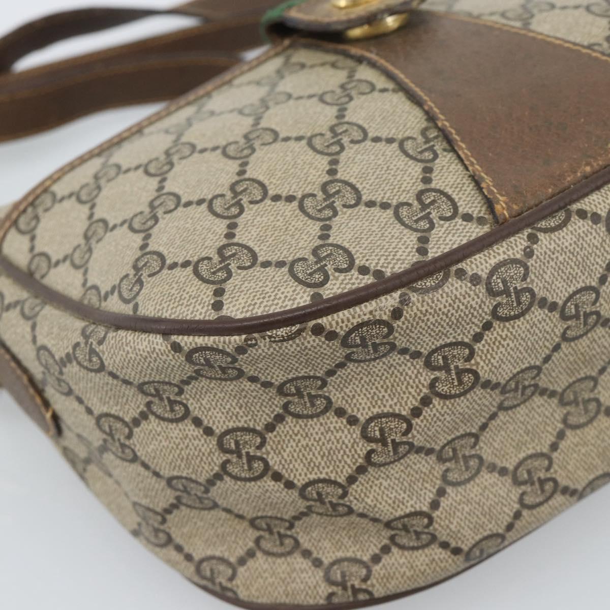 GUCCI GG Supreme Web Sherry Line Bag PVC Beige Gold 89 02 032 Auth 184796
