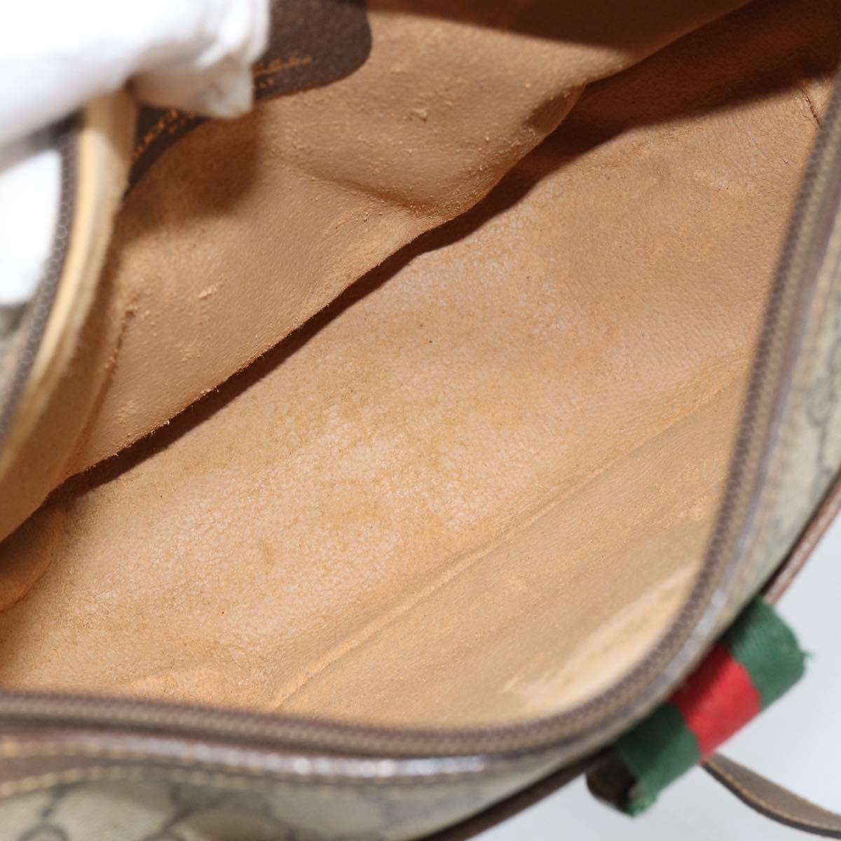 GUCCI GG Supreme Web Sherry Line Bag PVC Beige Gold 89 02 032 Auth 184796