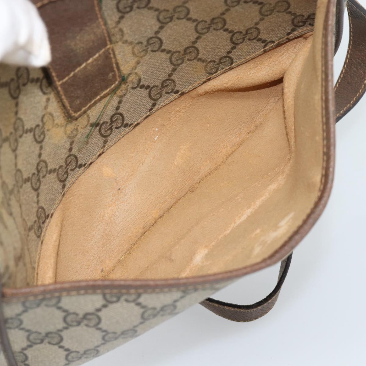 GUCCI GG Supreme Web Sherry Line Bag PVC Beige Gold 89 02 032 Auth 184796