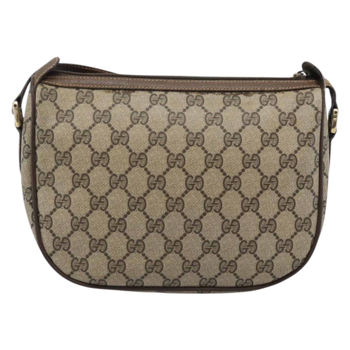 GUCCI GG Supreme Web Sherry Line Bag PVC Beige Gold 89 02 032 Auth 184796