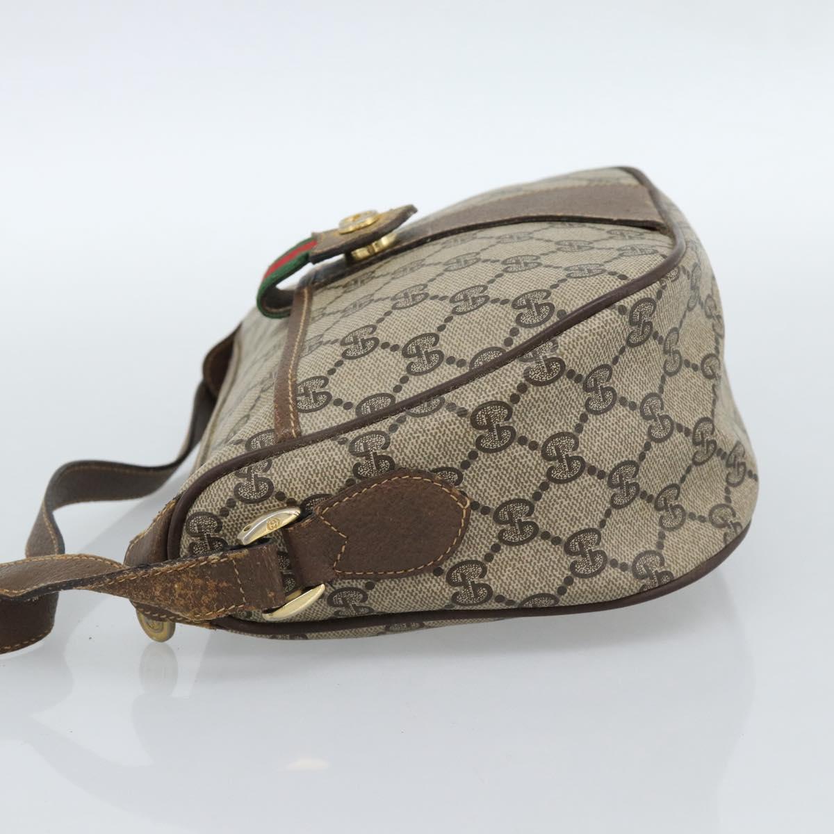 GUCCI GG Supreme Web Sherry Line Bag PVC Beige Gold 89 02 032 Auth 184796