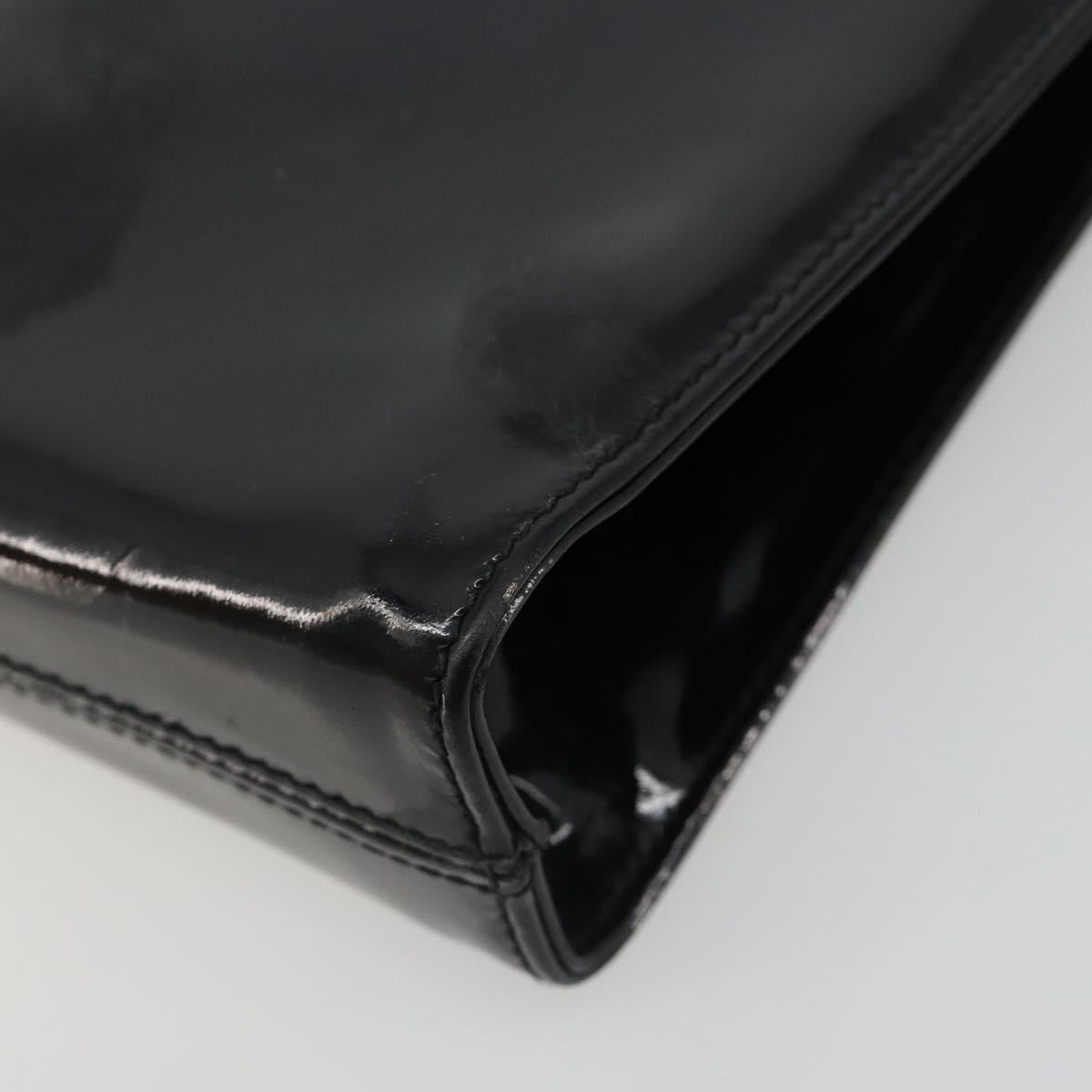 Salvatore Ferragamo Gancini Chain Bag Patent leather Black Gold Auth 184797