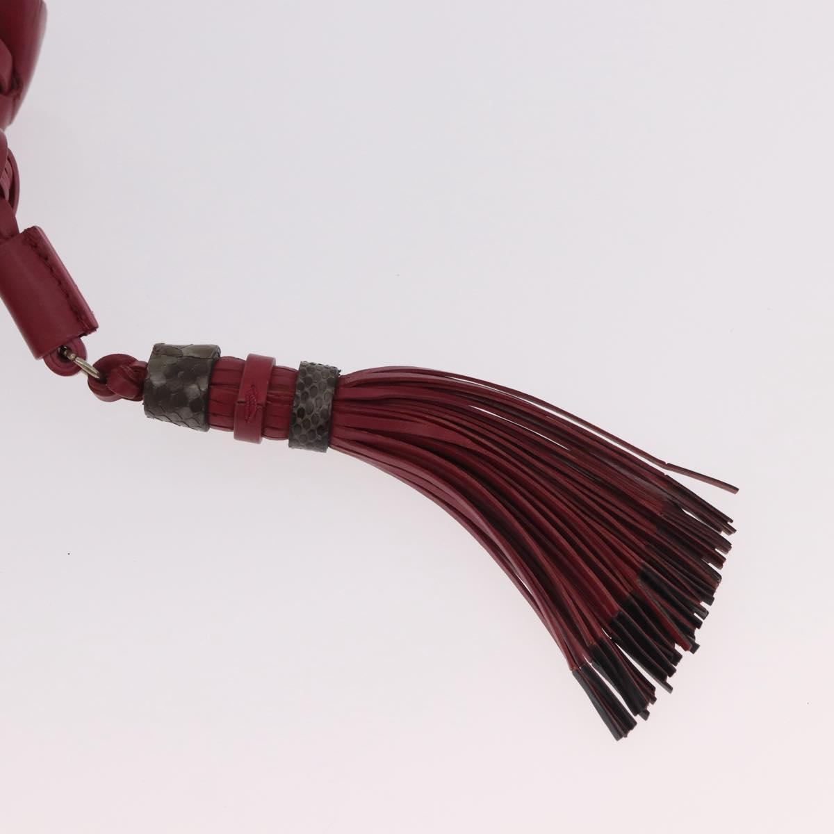 Chloe Chain Shoulder Bag Leather Wine Red Silver Auth 184801M
