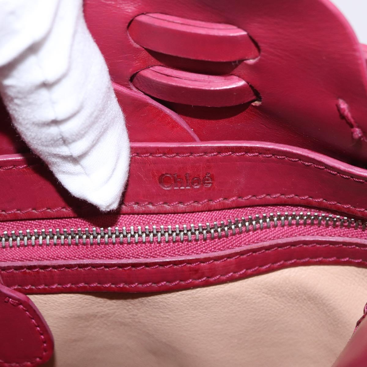 Chloe Chain Shoulder Bag Leather Wine Red Silver Auth 184801M