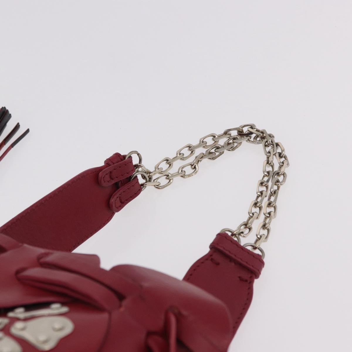 Chloe Chain Shoulder Bag Leather Wine Red Silver Auth 184801M