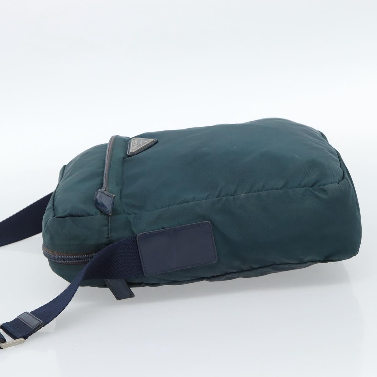 PRADA Shoulder Bag Nylon Blue Silver Auth 184803
