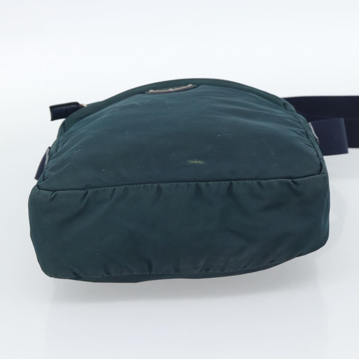 PRADA Shoulder Bag Nylon Blue Silver Auth 184803