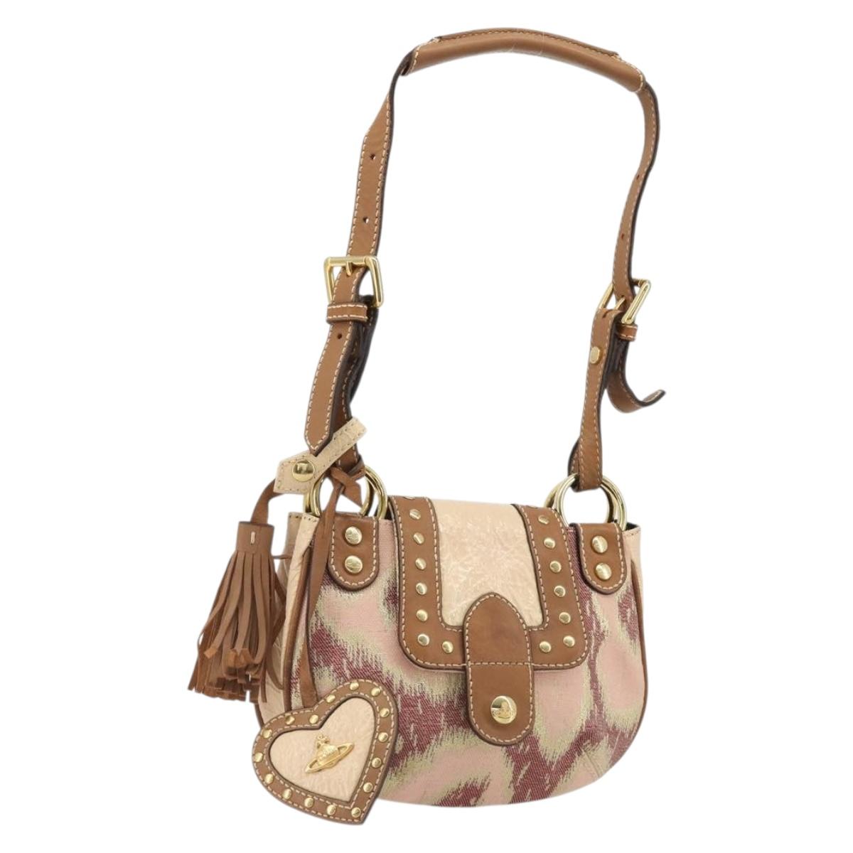 Vivienne Westwood Shoulder Bag Canvas Pink Gold Auth 184804A
