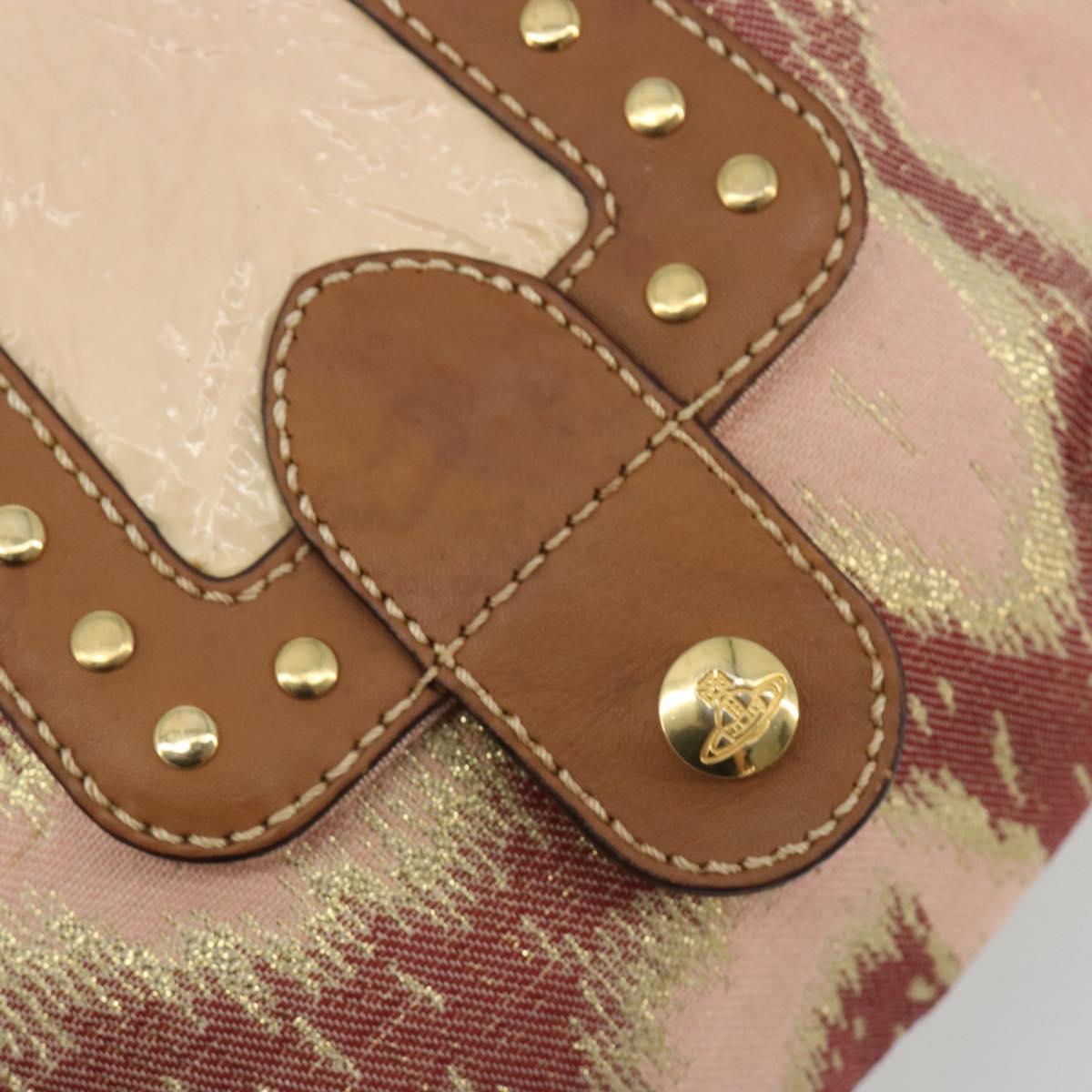 Vivienne Westwood Shoulder Bag Canvas Pink Gold Auth 184804A