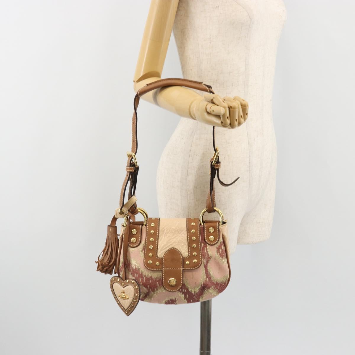 Vivienne Westwood Shoulder Bag Canvas Pink Gold Auth 184804A