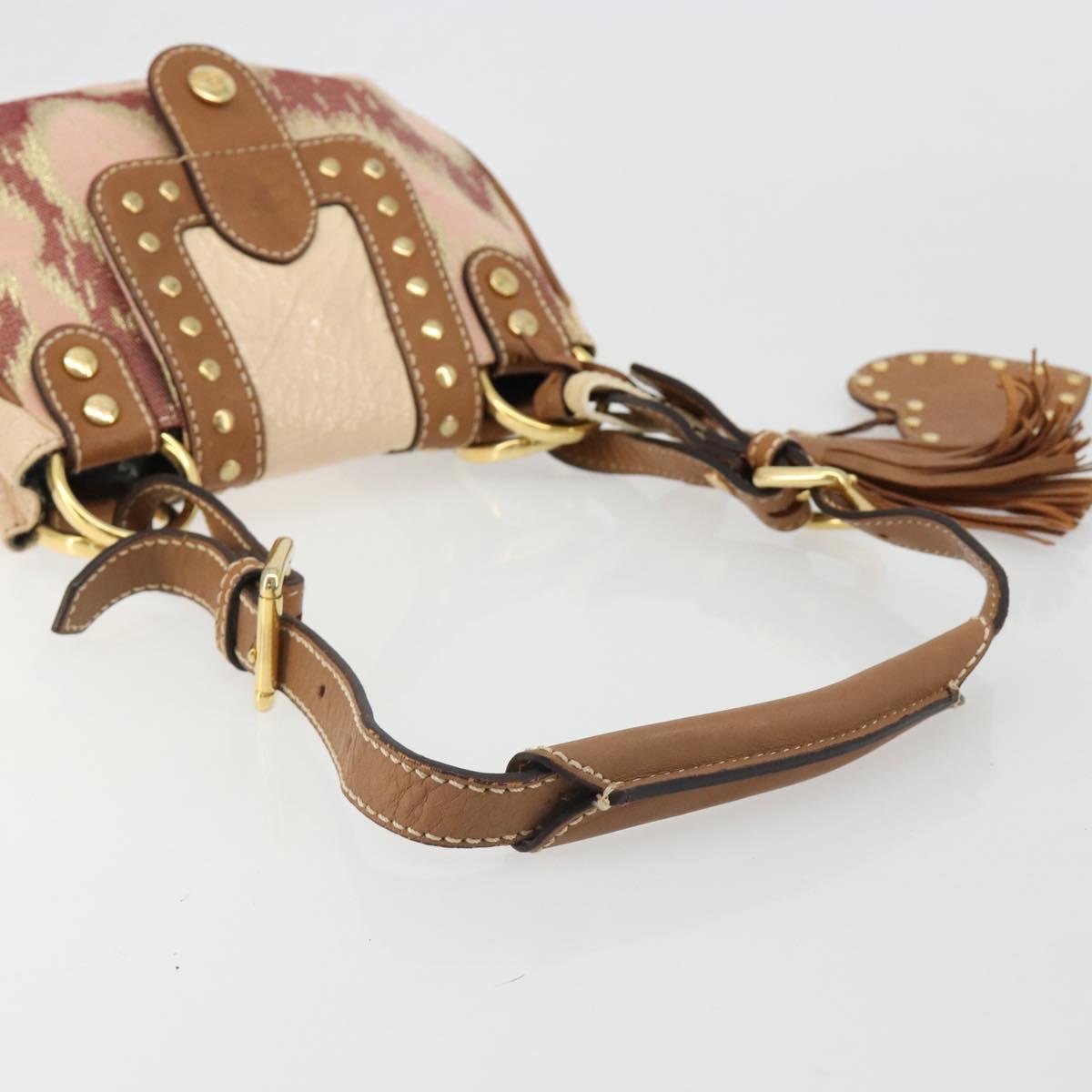 Vivienne Westwood Shoulder Bag Canvas Pink Gold Auth 184804A