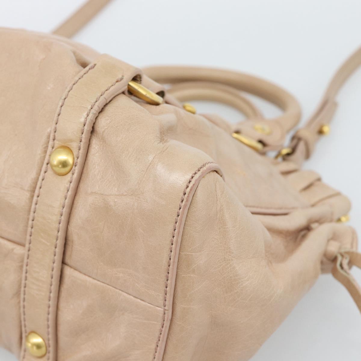 Miu Miu Tote Bag Leather 2way Pink Gold Auth 184811SAV