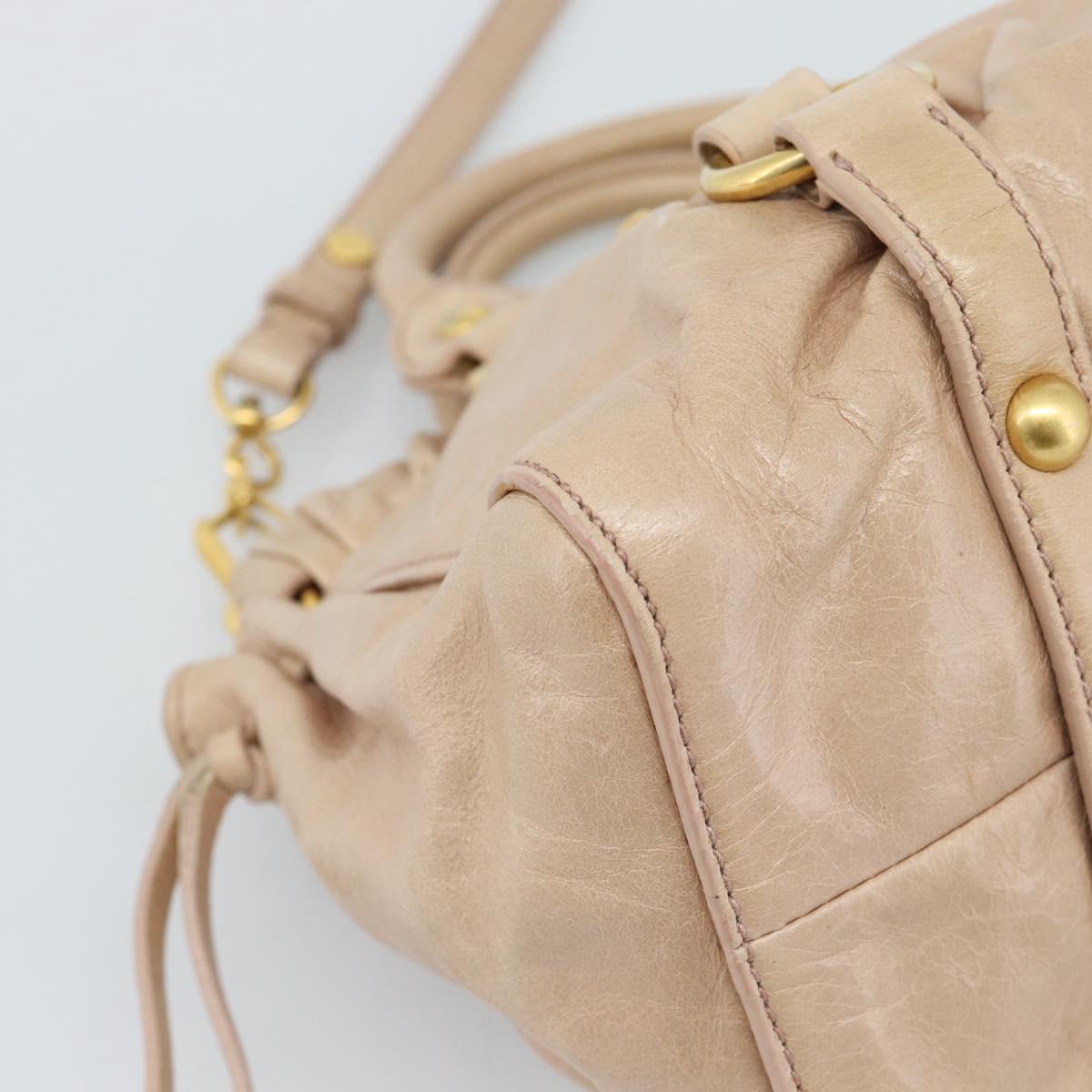 Miu Miu Tote Bag Leather 2way Pink Gold Auth 184811SAV