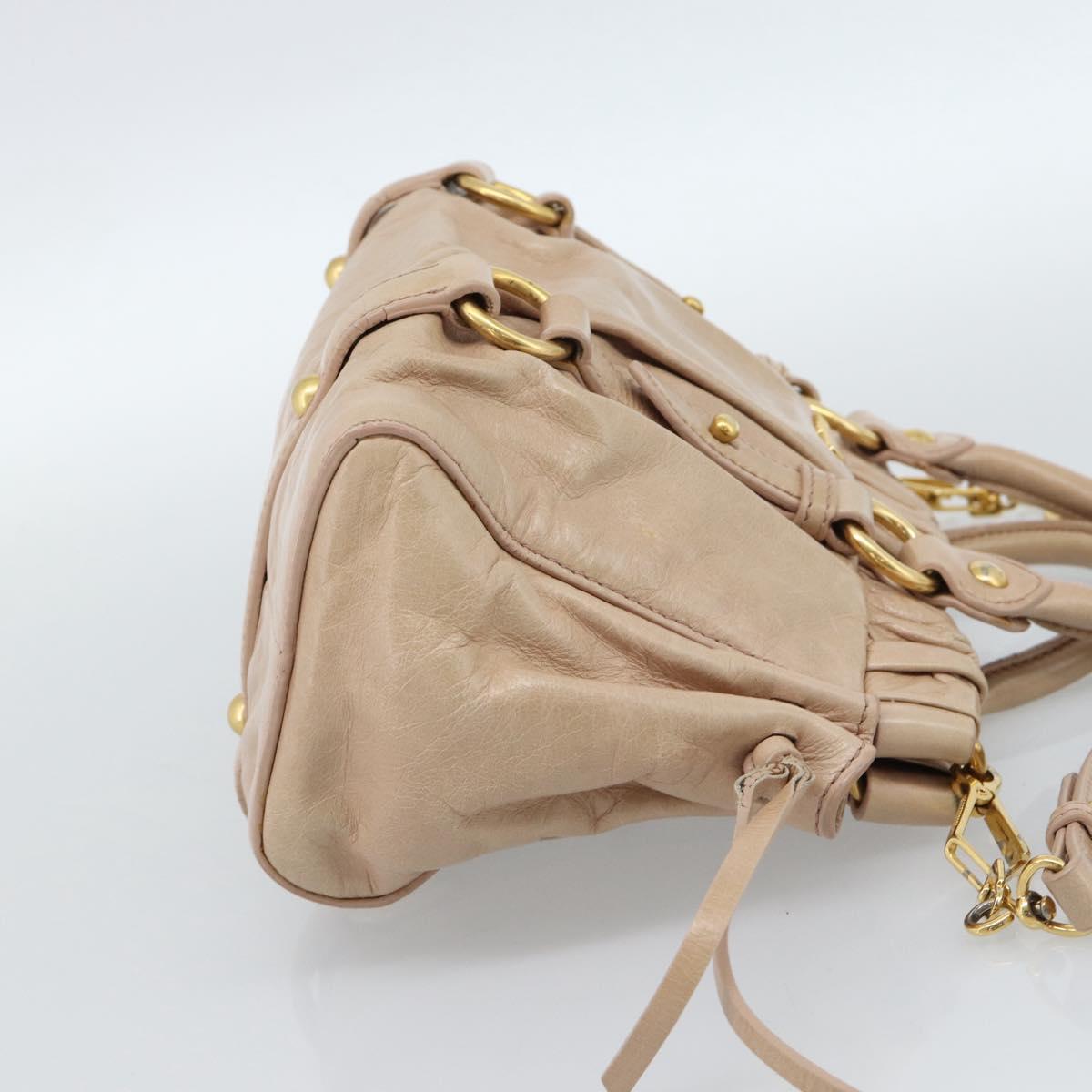 Miu Miu Tote Bag Leather 2way Pink Gold Auth 184811SAV