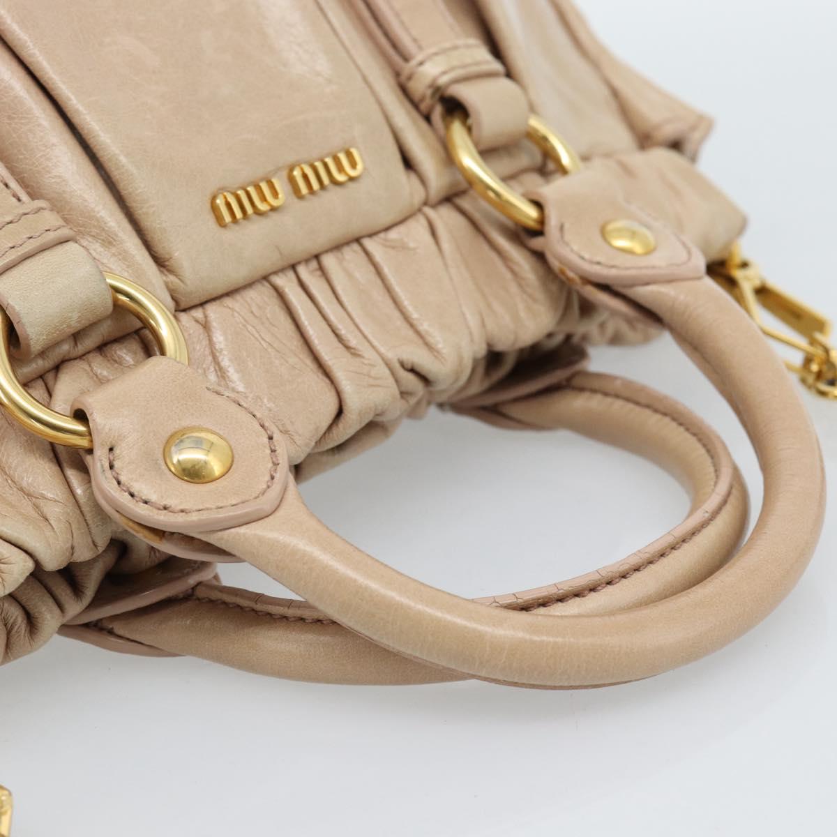 Miu Miu Tote Bag Leather 2way Pink Gold Auth 184811SAV