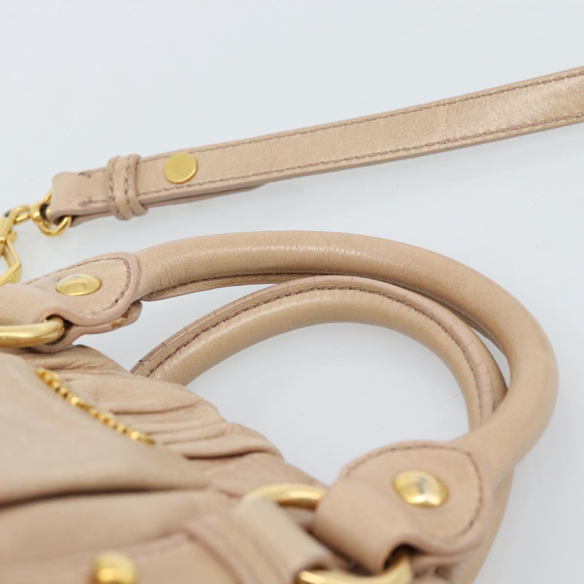 Miu Miu Tote Bag Leather 2way Pink Gold Auth 184811SAV
